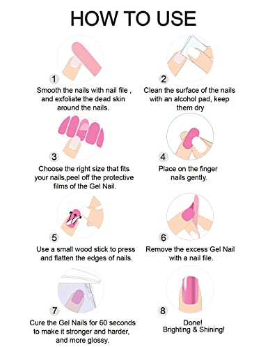 Ebanku Semi Cured Gel Nail Strips, Adhesive Full Nail Wraps Long Lasting, Gel Nail Polish Strips Nail Art Stickers Waterproof Nail Strips Decal For Women #TOP6