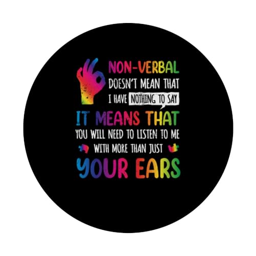 Nonverbal Autism Awareness Neurodiversity Kids Acceptance PopSockets Swappable PopGrip, Black - Image 3
