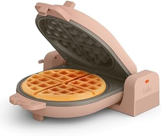 bella Flip-n-Store Waffle Maker with EverGood™ Ceramic Nonstick Coating, Fits-anywhere™ Kitchenware, Power Indicator Light, Cool Touch Handle & Cord Wrap, 7” Wide & 1" Deep Plates, 1000 Watt, Blossom