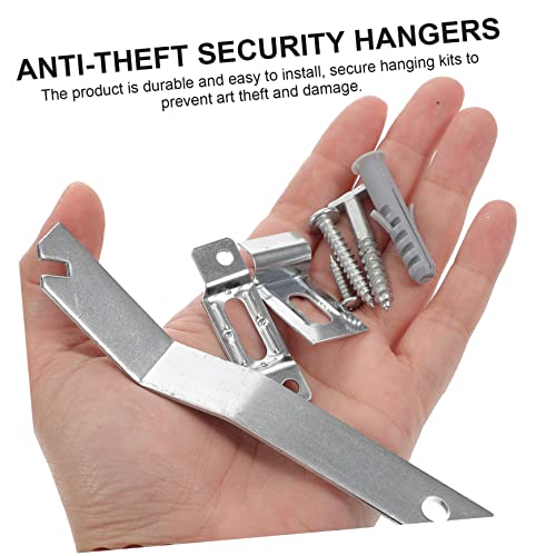 Image of 2 Sets Picture Hanging Kit for Wall Picture Frame Hardware Theft Security Lock Hangers Museum Art Gallery Use
