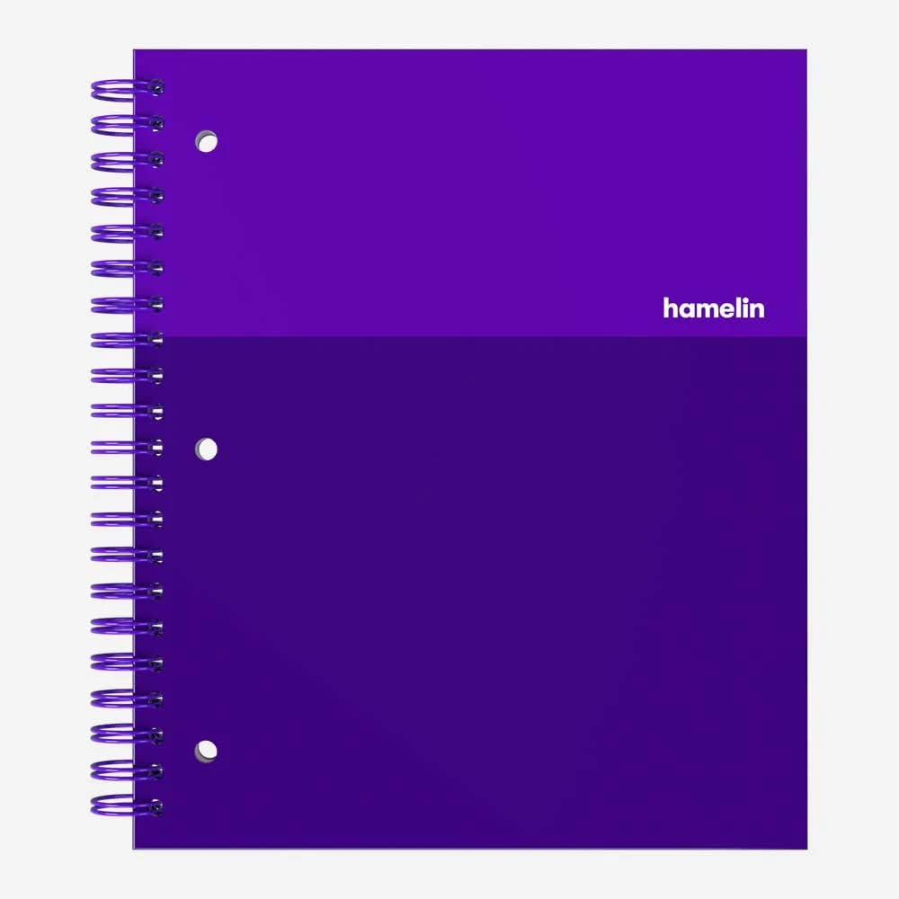 Hamelin, College Ruled Notebook/Journal, 8.5inx11in, Spiral bound, Hardcover, 1 Subject Notebook, 75shts/150 Pages ULTRA Violet