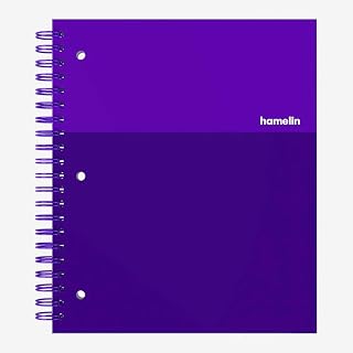 Hamelin 1 Subject, Graph Paper, Hard Cover Spiral Bound Grid Notebook, 4 Square Per Inch 150 Pages ULTRA Violet 8.5"x11"