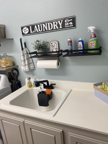 Utility Sink Faucet, Laundry Room Faucet with Pull Out Sprayer, Laundry Tub ABS Plastic Faucet, 4 Inch Centerset 3 Holes Installation Non-Metallic, Matte Black