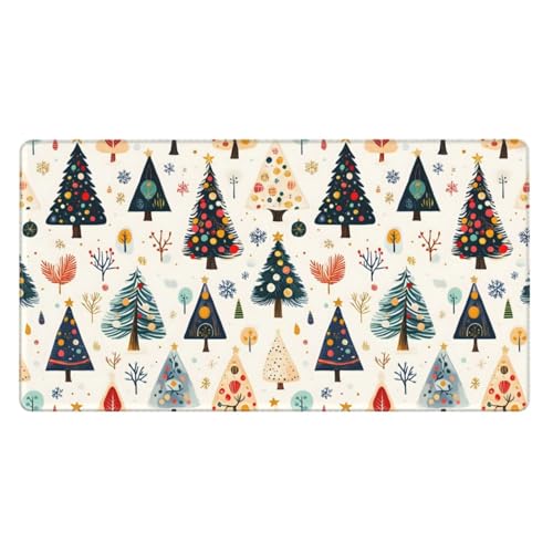Tapis de souris de jeu avec base en caoutchouc imprimé sapin coloré et bords cousus durables