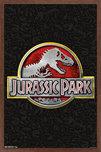 Trends International Jurassic Park - Logo Wall Poster, 22.375" x 34", Mahogany Framed Version