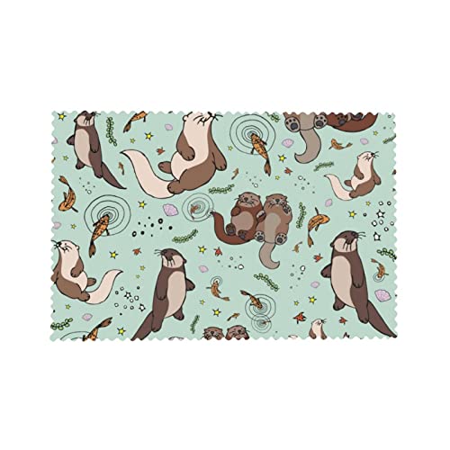 Otters Placemats Set Of 4 For Kitchen Gifts Washable Heat Resistant Table Mat Anti-Slip Place Mats 18X12 Inch #TOP7