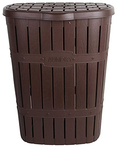Cesta para Ropa Sucia 65 lts. con Tapa, Efecto Bambú, Canasto Ropa Sucia, Cesto Colada (Marrón)