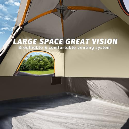 Image of UNP 2 /4 /6 /8 Person Tent, Portable Cabin Tent, Camping Tent 4-Person Easy Set Up, Waterproof with Top Rainfly for Outdoor Camping /Hiking