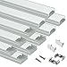 Produktbild Muzata LED-Kanal-System mit milchiger weißer Abdecklinse, silbernes Aluminiumprofilgehäuse, Diffusor-Schiene für Lichtband, 10 Stück, 1 m, U-Form U1SW