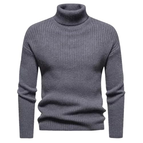 Men Autumn Winter Sweater Solid Color Knitted Pullovers Turtleneck Loose Casual Knit Sweater Warm Pullovers Tops