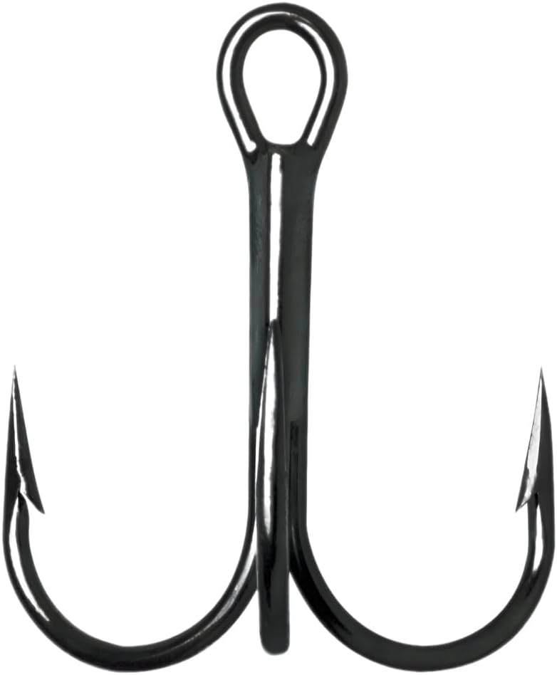 Rapala 9650 Round Bend Treble 1X Size #8 in 50 Packs - VMC 9650 Black Nickle Treble Hook