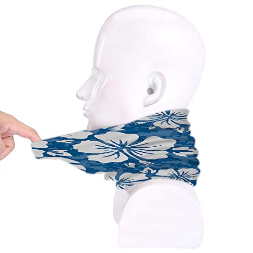 Wondertify Flower Neck Warmer Aloha Hawaiian Tropical Hawaii Hibiscus Floral Camo Men Women Windproof Neck Gaiter Cold Weather Balaclava Ski Tube Scarf White #TOP3
