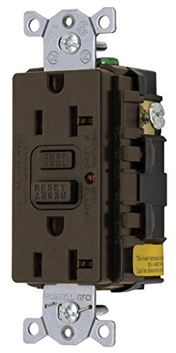 Bryant Electric GF20LA 20-Amp 125-volt Commercial-Residential LED Indicator Non Tamper-Resistant Duplex GFCI Receptacle, Brown