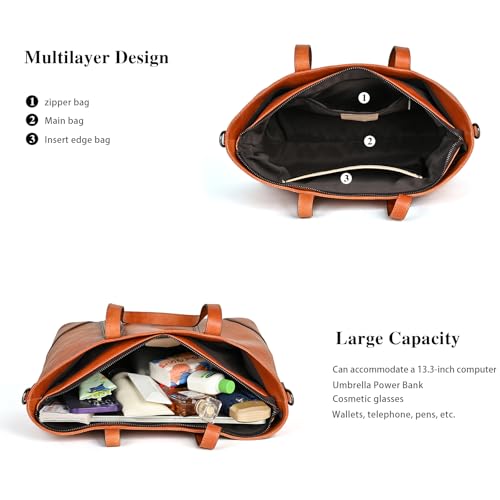 Image of Women's Leather Tote Office Shoulder Bags Mommy Bags Handbags and Crossbody Bags
