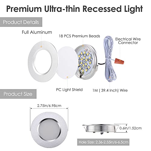 GreenClick RV Lights Interior, 12V LED Recessed Light Dimmable Ultra-Thin Ceiling Light 3000K RV Lights 3W for Under Cabinet Truck Motorhome Sailboat Camper Interior Lighting, Warm White, 8 Pack