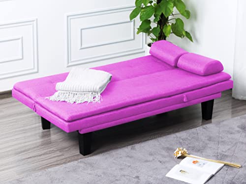 Kunshdb Sofa Bed – 3-In-1 Convertible Chair, Sofa And Bed – Multifunctional Folding Small Sofa For Guest Room, Living Room, Small Apartment – Adjustable Sleeper Sofa With Soft Pillows(Purple) #TOP5