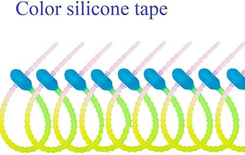 15 Gradient Color Silicone Cable Ties Clothing Accessories Keychain Lanyard Data Cable Storage Winder image 4