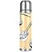 Noodles and bacchette Best Vacuum Flask in acciaio inox thermos – Tazza isolante in pelle – caffè caldo o tè freddo + tazza superiore – perfetto per ufficio, campeggio e all'aperto