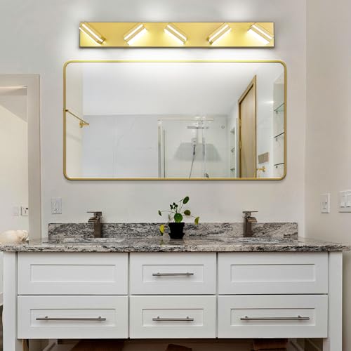 Image of Modern LED Gold Acrylic Bathroom Lights Fixtures 5-Light