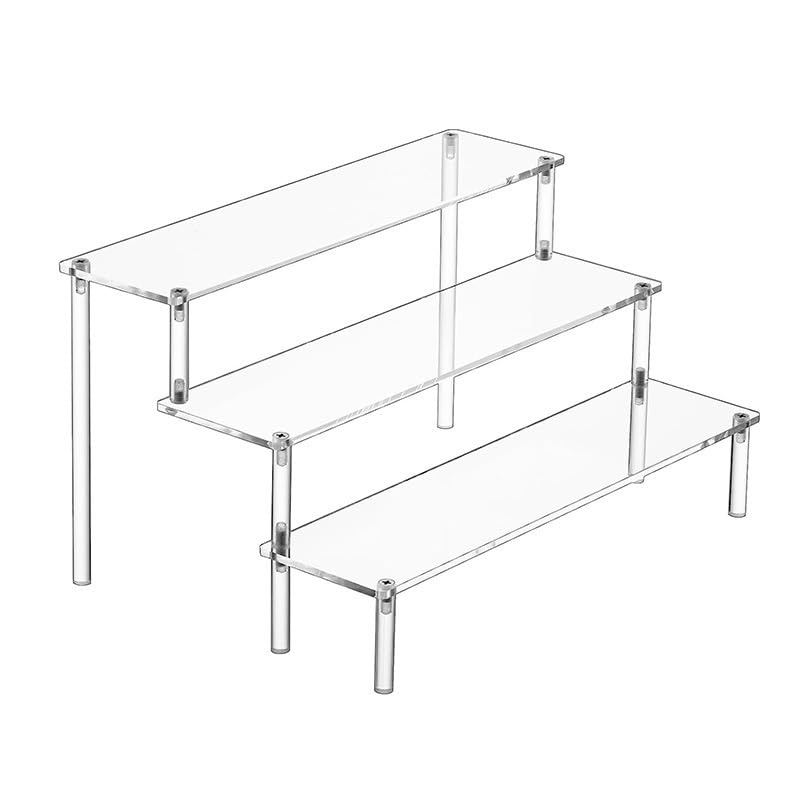 Paporich Acrylic Display Risers Perfume Organizer Display Riser Cupcake Display Stand Steps Organizer Shelf Stand for Figures Dessert Cosmetics Lotion Cream and Cologne Organizer (3 Tier).