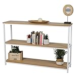 Meublorama Biblioteca de 3 Niveles colección Pueblo – Estilo Industrial, Color Roble y Blanco