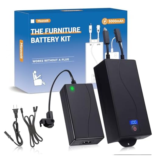 Moovolt 5000mAh Universal Battery Pack for Reclining Furniture, Rechargeable Wireless Power Supply Fits Furniture with 2-Pin Connection, Batteries for Electric Sofas, Couch, Power Recliner Chair