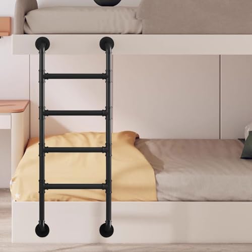 Escalera Industrial de Hierro Forjado para litera, Escalera de Salida para sótano, Escalera para Interiores y Exteriores, Escalera para Loft, Dormitorio, Escalera de Tijera, Carga 155 cm (330 LB)