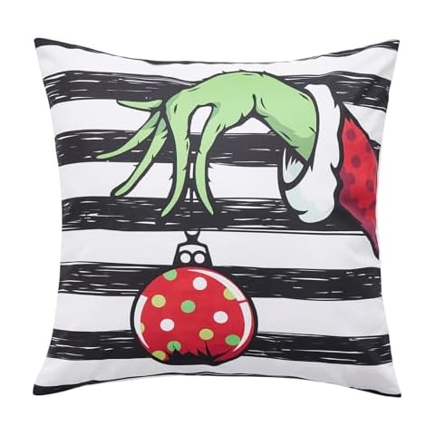 AvoDovA 18x18 Inch Christmas Pillow Covers Farmhouse Christmas Decorations Throw Cushion Case Xmas Party Winter Holiday Decor (Black White, 45cm*45cm/18inches*18inches) Cover