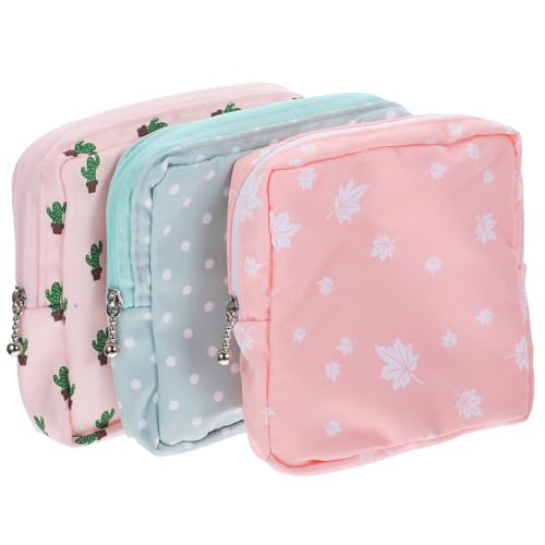 SOLUSTRE 3stücke Wasserdichter Damenhygienebeutel Waschbar und Reißfest für Damenbinden Stilleinlagen und Tampons Aufbewahrungsbeutel für Reisen und Alltag