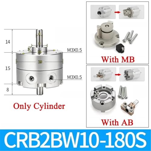 Vérin pneumatique rotatif double axe CRB2BW pour oscillation fluide