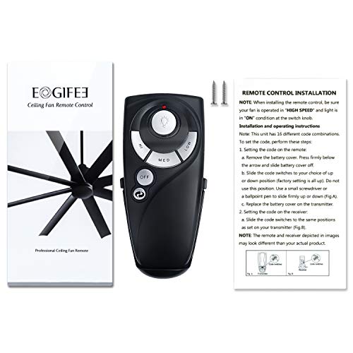 Eogifee Uc7083T Ceiling Fan Remote Control Replacement Of Hampton Bay With Reverse Button 3 Speed Control, Wall Mount Only Remote #TOP4