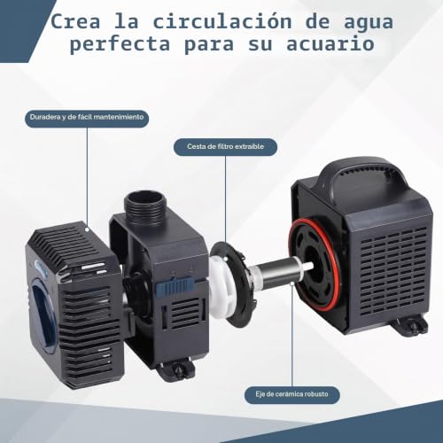 Bomba para estanques de jardín que evita el agua estancada con 4000L/H y 3,6 m de altura 6