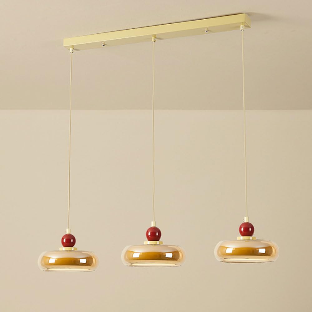 HXYSXHJUO 3-light Cluster Chandelier Dining Table Hanging Lamp Glass Pendant Lights Nordic LED Chandeliers Kitchen Island Lighting Fixture Restaurant Cafe Bar Suspended Lamps 3 Color Mode