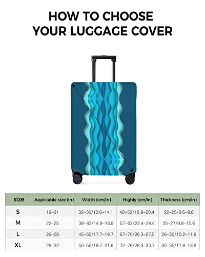 Travel Luggage Cover Spandex Elastic Suitcase Cover for Luggage, Scratch Proof Luggage Cover Protector for Trunk Case 29-32 Inch Luggage, Ombre Water Ripples Blue3