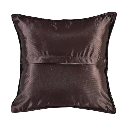 Image of Set of 5 Pcs Cushion Cover 16 x 16 Inches Soft Velvet Fabric Cusion Covers for Sofa Set /Diwan Beds, Color- Cross Coffee, Set of 5 Pcs