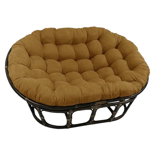 Blazing Needles Solid Microsuede Double Papasan Chair Cushion, 48" x 6" x 65", Camel