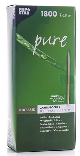 Papstar Zahnstocher aus Holz 'pure', Länge 6.8 cm, 1.800 Stück