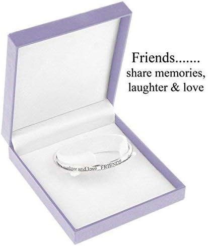 Friends Share Memories, Laughter and Love' - Silver Plated Bangle(Size: One size)