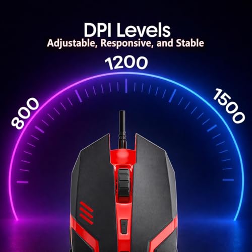 Image of iVOOMi Wired Gaming Mouse for Laptop & PC, Adjustable DPI up to 1500, Hi-Optical Tracking with 150cm Cable, High Precision Sensor, Plug and Play, Perfect for Windows, MacBook, Linux & Android
