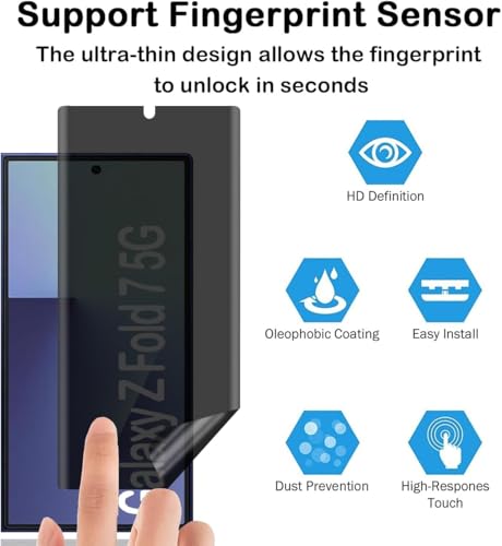 Image of ZARALA Privacy Hydrogel Screen Protector for Samsung Galaxy Fold 7 Anti-Spy Flexible TPU Private Protective Film, Anti-Scratch Anti-Peeping Ultra-Thin Soft Hydrogel Protective Film