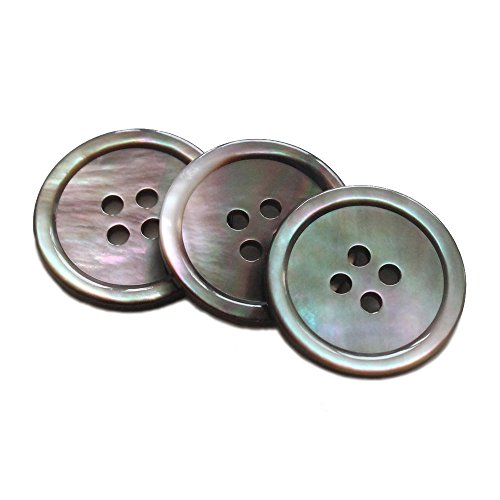 YaHoGa 22 Pieces Genuine Black Mother of Pearl Blazer Buttons Set 20mm & 15mm Natural MOP Buttons for Men (Black MOP)