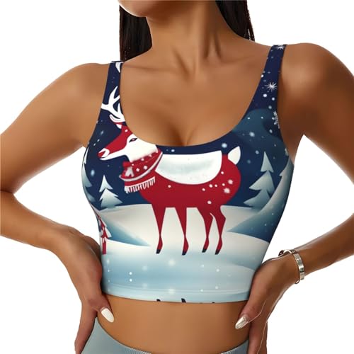 Gilet de sport pour femme imprimé Père Noël et cerf athlétique sans manches