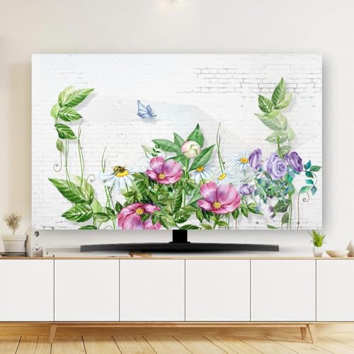 Copertina TV Da Interno Morbido Panno Protettivo Per Display TV Per Schermi Uso A Parete E Da Tavolo Copertura Decorativa Antipolvere All-inclusive-flower32inch