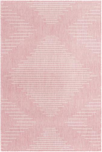 Tapete moderno para exterior 4'1 x 6'1 rosa miniatura 2