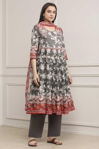 Image of BIBA Women Cotton Printed Anarkali Suit Set