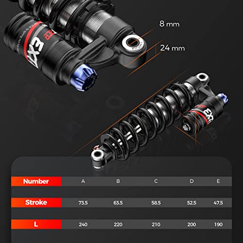 Fastace Bda53Rc Bike Rear Shocks Mountain Bicycle Coil Oil Air Rear Shock For Mtb Motorcycle Dh Bike Ebike Rear Suspension 265Mm X 450Lbs / 550Lbs (265Mm X 450Lbs) #TOP1