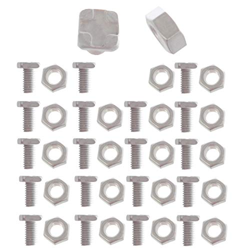 Image of Spares2go Aluminium Square Head Bolts & Nuts M6 x 14mm 1mm Pitch for Greenhouse Frames/Shelving Staging (Pack of 20)