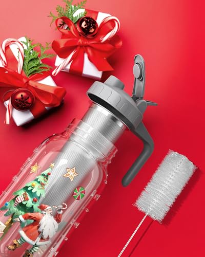 Pote para cafeteira de Natal Cold Brew – Tampa de vidro espesso multiuso com alça e filtro de aço in