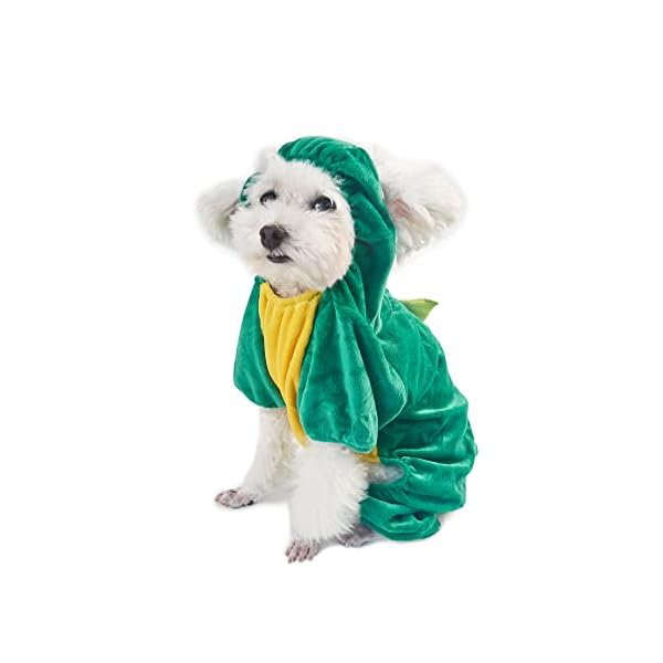 Hotumn dinosaur dog halloween costume pet dino hoodie for small dogs (medium, green) - image 4