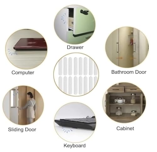 Image of Door Stopper Wall Protector, Square Clear Wall Shield Bumper Guard from Door Knobs, Sturdy Self Adhesive, Washable and Reusable Shock Absorbent (Door Patti)